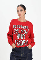 DSQUARED2 Maglioncino girocollo rosso per donna, ragazzi e bambini con lettering DQ3067D0AFE DQ423 DSQUARED2 