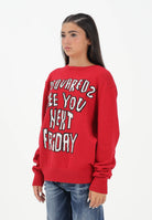 DSQUARED2 Maglioncino girocollo rosso per donna, ragazzi e bambini con lettering DQ3067D0AFE DQ423 DSQUARED2 