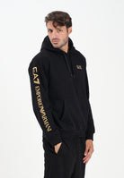 EA7 Felpa con cappuccio nera da uomo caratterizzata da stampa logo 7M000570AF10377 MC004 EA7 