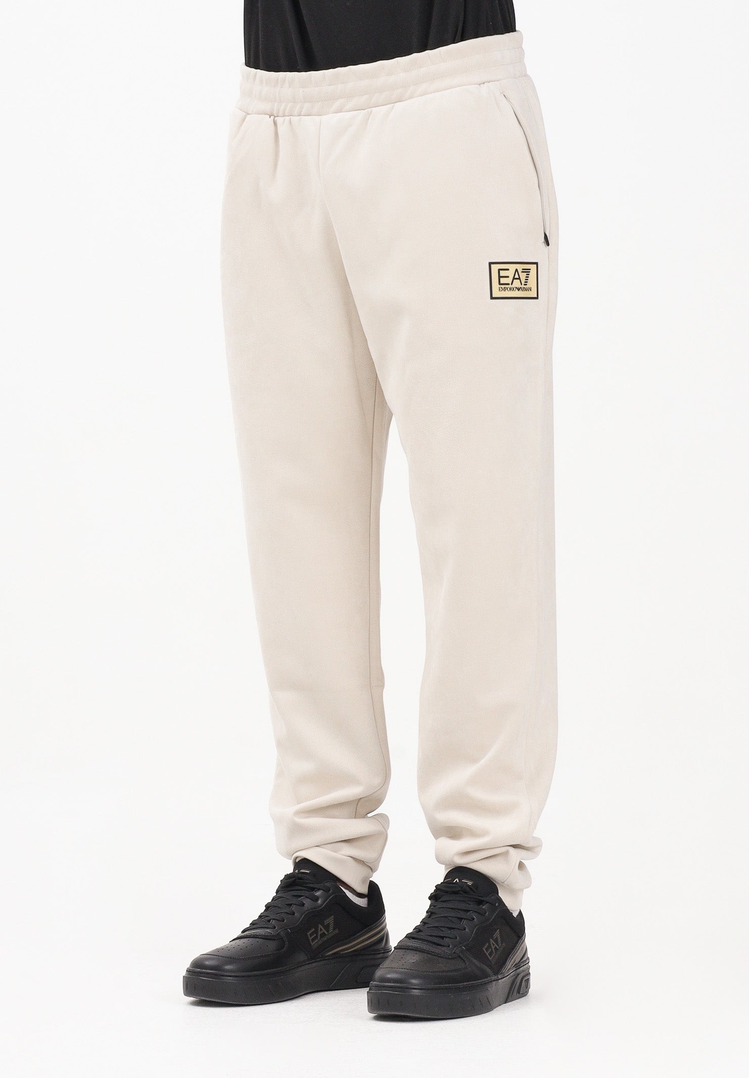 EA7 Pantalone sportivo panna da uomo in tessuto effetto scamosciato 7M000676AF16718 U1086 EA7 