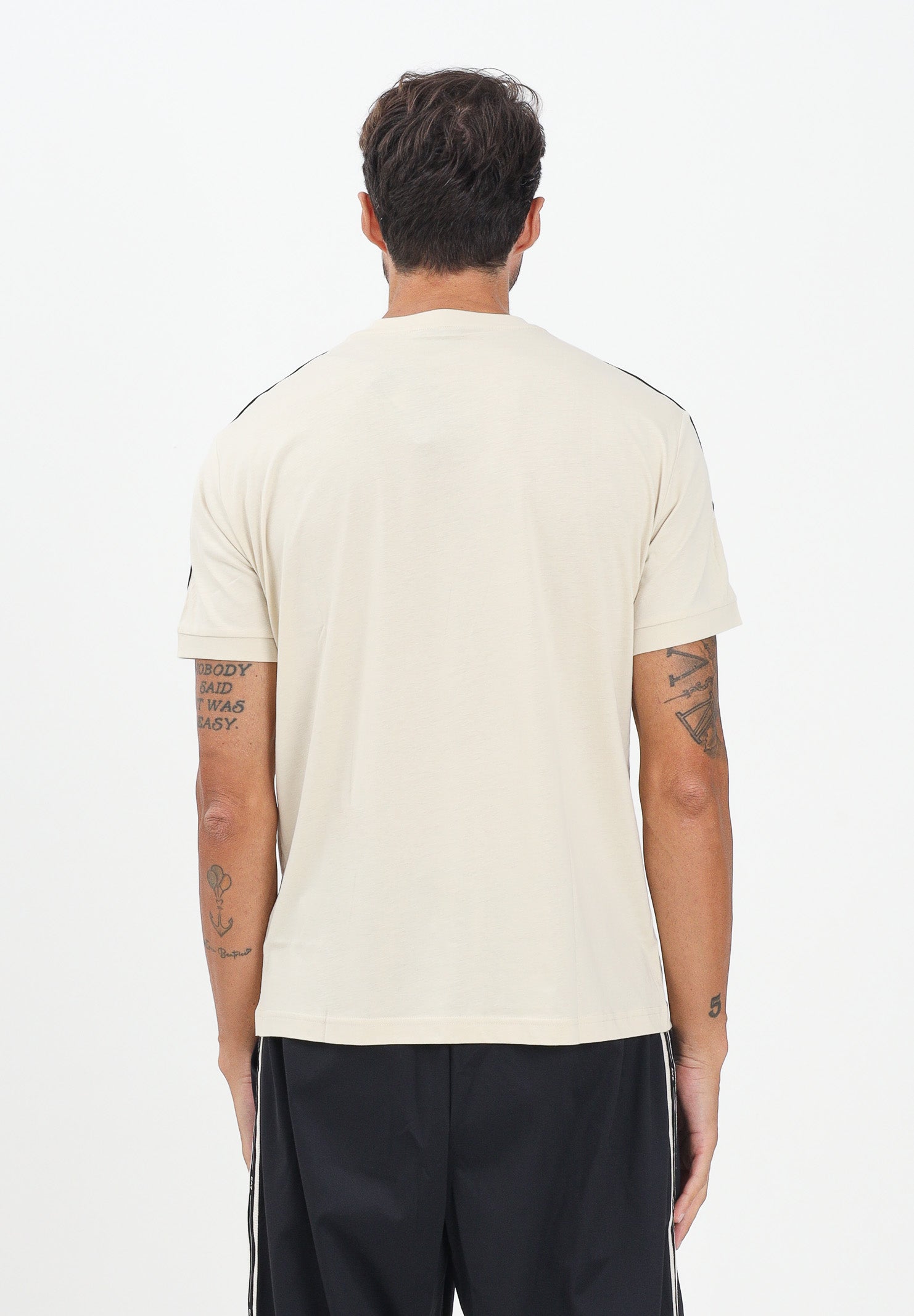 EA7 T-shirt a manica corta panna da uomo con bande logate 7M000956AF10375 M1218 EA7 