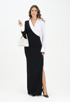 ELISABETTA FRANCHI Abito lungo nero e bianco da donna con dettagli camicia ABR0557E2 222 ELISABETTA FRANCHI 