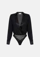 ELISABETTA FRANCHI Body a manica lunga nero da donna in georgette di viscosa e raso CB00356E2 110 ELISABETTA FRANCHI 