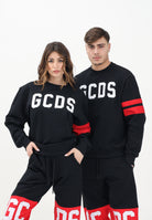 GCDS Felpa girocollo nera per uomo e donna con logo A2OM1510JI0 99 GCDS 