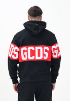 GCDS Felpa con cappuccio nera per uomo e donna rifinita da stampa logo B1XM1900JD1 99 GCDS 