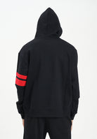 GCDS Felpa con cappuccio nera per uomo e donna rifinta da logo e bande a contrasto B1XM1901JI0 99 GCDS 