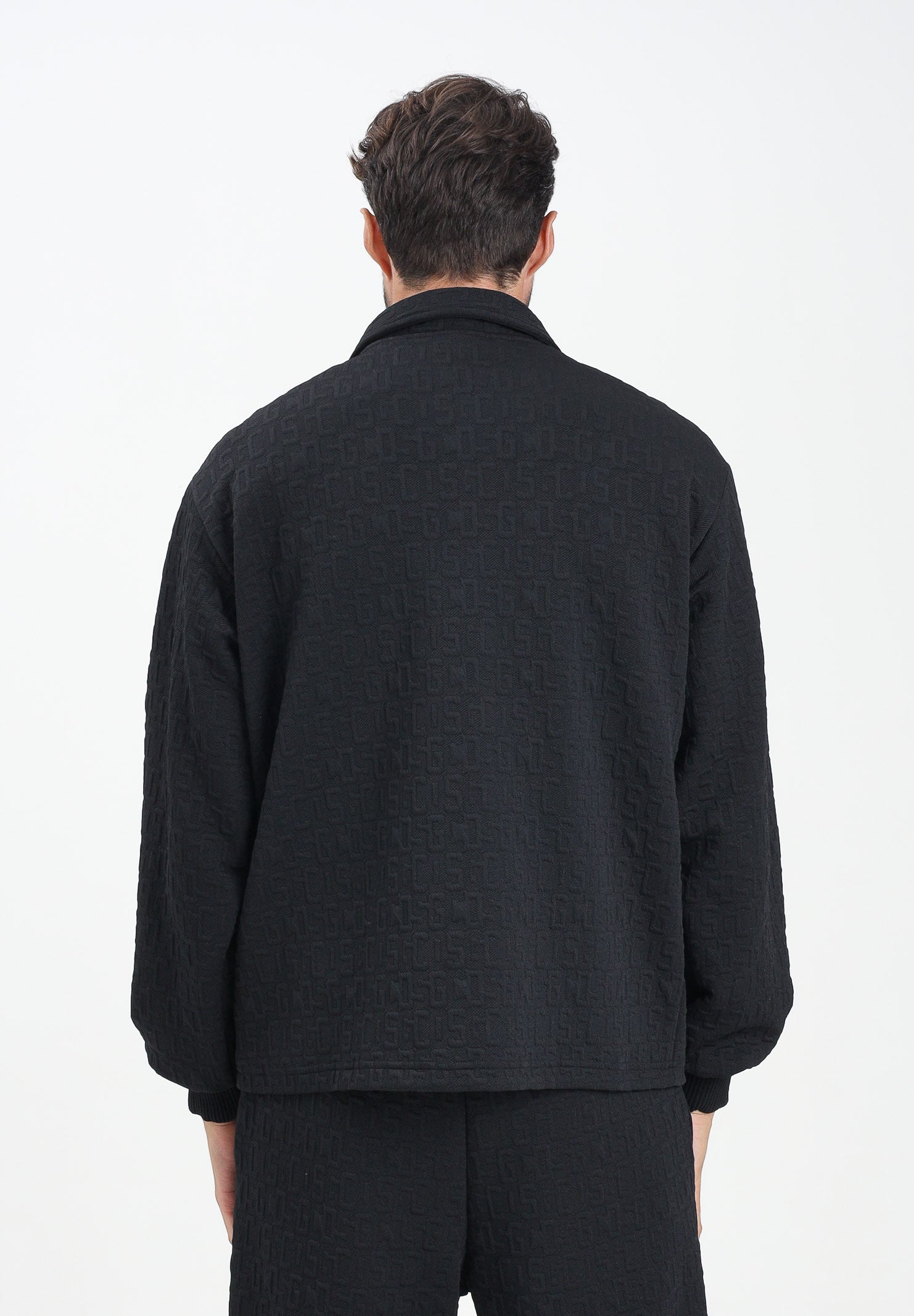 GCDS Felpa con zip nera per uomo e donna caratterizzata da lavorazione monogram B2CM0500TQ6 99 GCDS 