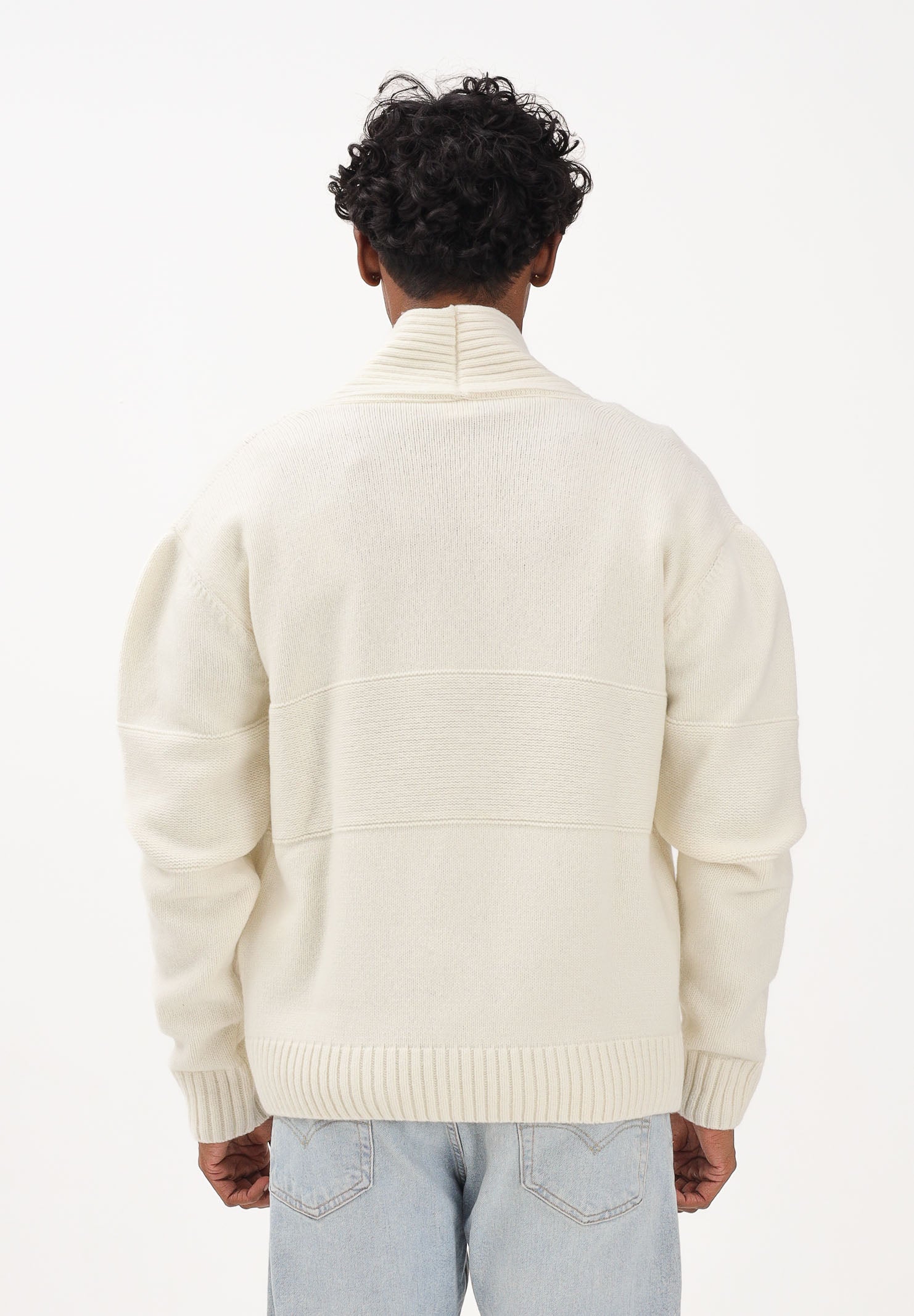 GCDS Cardigan panna per uomo e donna con logo B2CM1804KI8 15 GCDS 