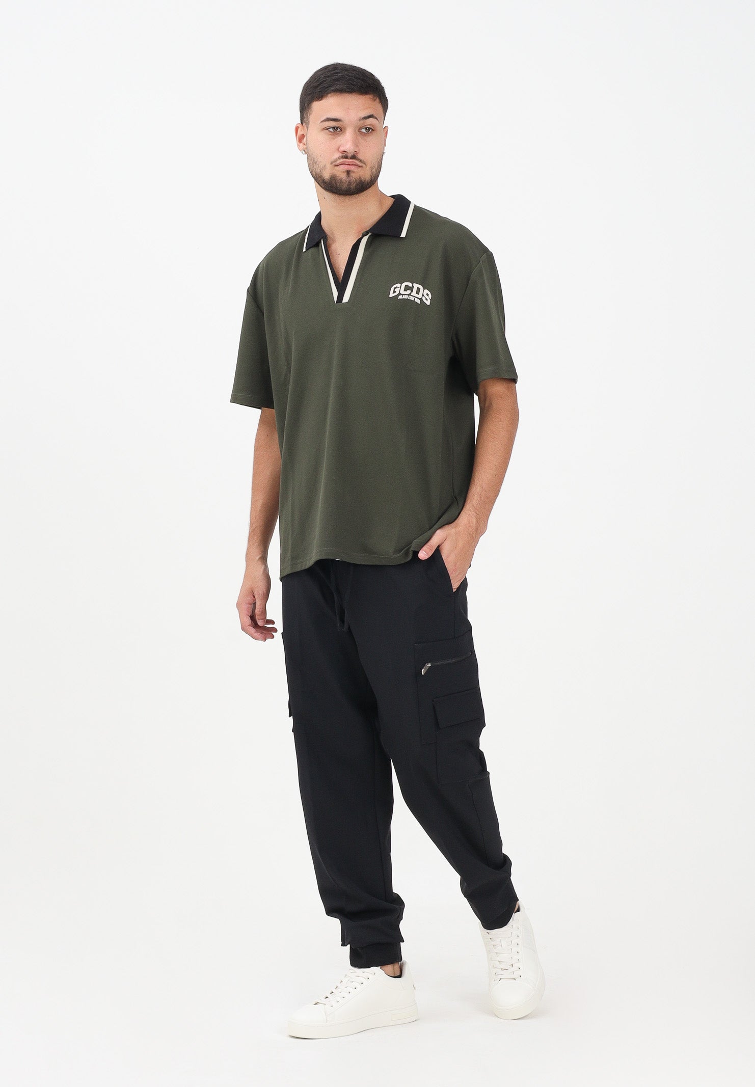 GCDS Pantalone cargo nero da uomo B2CM2907TQ1 99 GCDS 