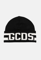 GCDS Berretto di lana nero per uomo e donna con logo B2CU5818AL9 99 GCDS 