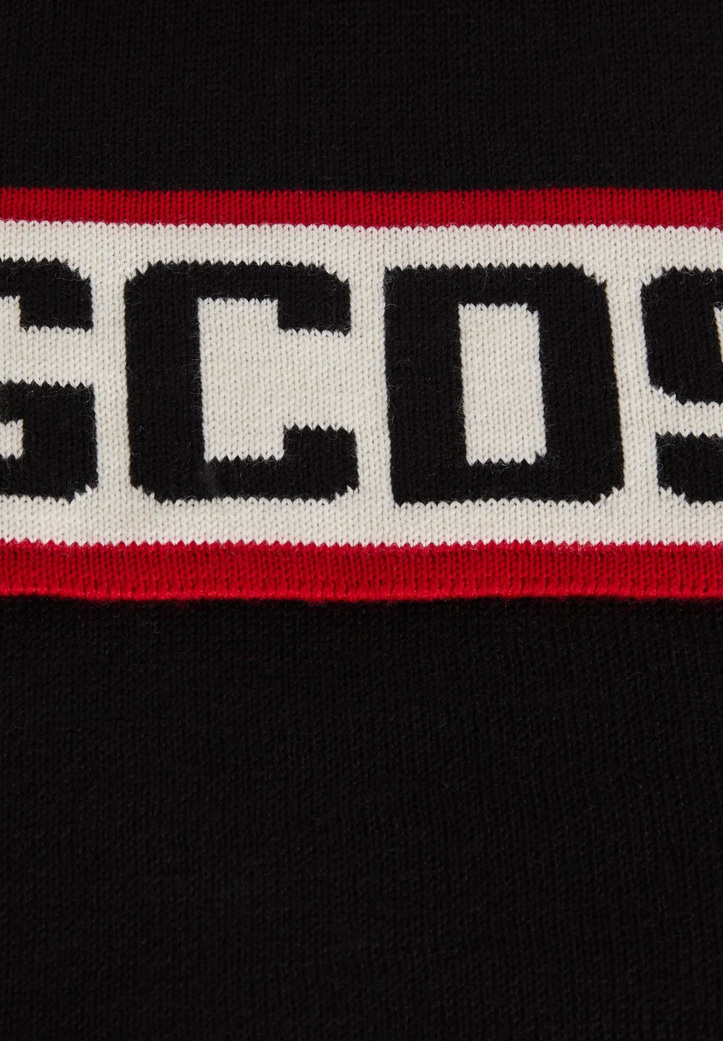 GCDS sciarpa nera per uomo o donna con banda centrale e logo a contrasto B2CU5901K19 99 GCDS 