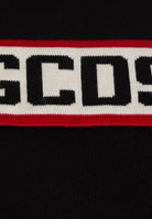 GCDS sciarpa nera per uomo o donna con banda centrale e logo a contrasto B2CU5901K19 99 GCDS 