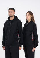 GCDS Felpa con zip nera per uomo e donna caratterizzata da nastri logati B2EM1900JD1 99 GCDS 