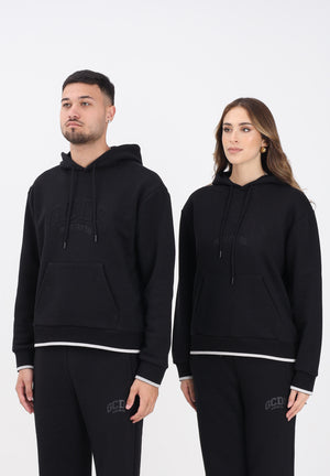 GCDS Felpa con cappuccio nera per uomo e donna rifinita da logo impresso B2EW1905JD1 99 GCDS 
