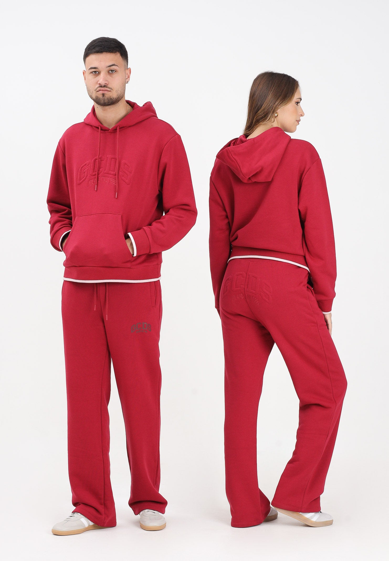 GCDS Pantalone sportivo bordeaux per uomo e donna con stampa logo B2EW3001JD1 49 GCDS 