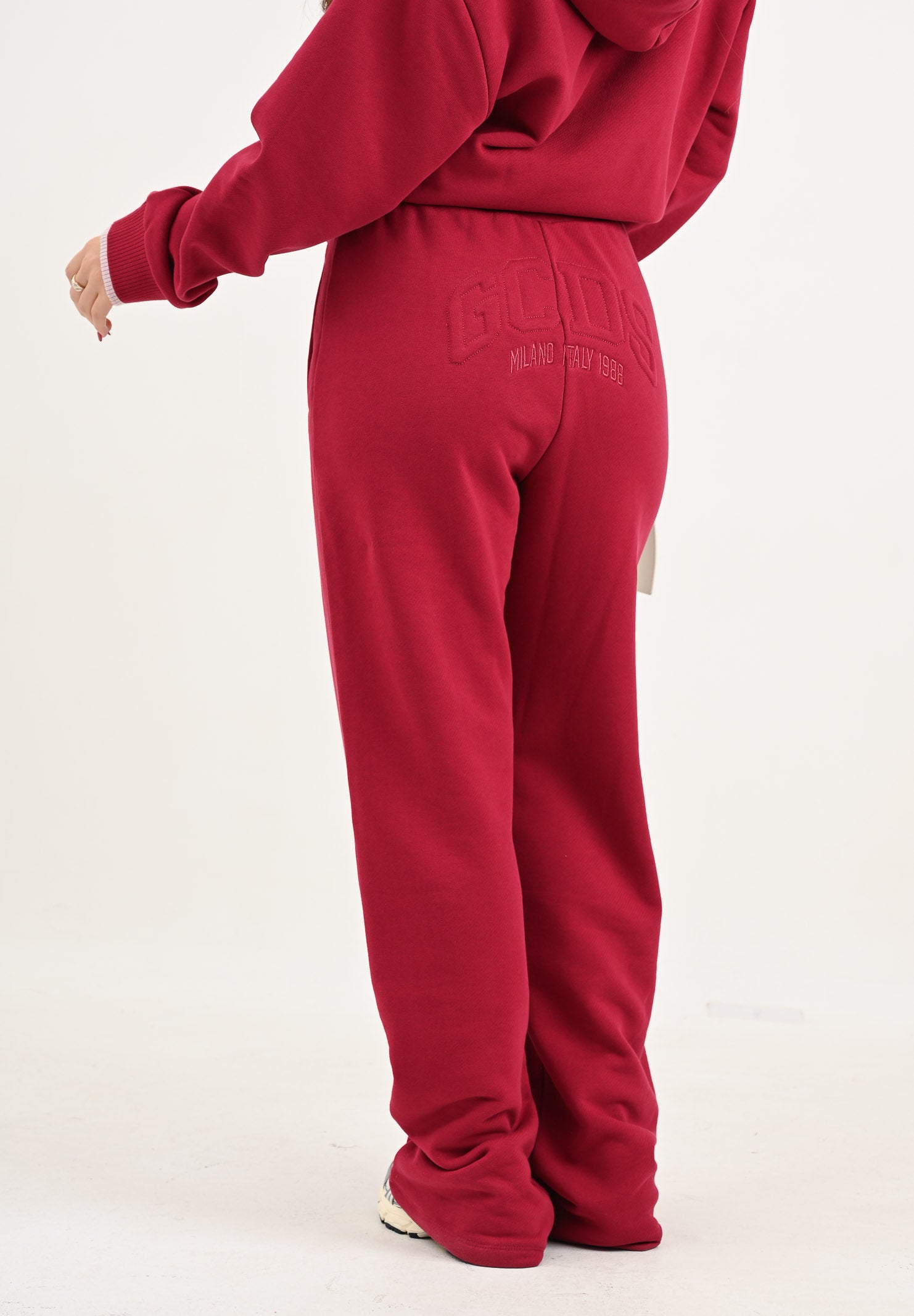 GCDS Pantalone sportivo bordeaux per uomo e donna con stampa logo B2EW3001JD1 49 GCDS 