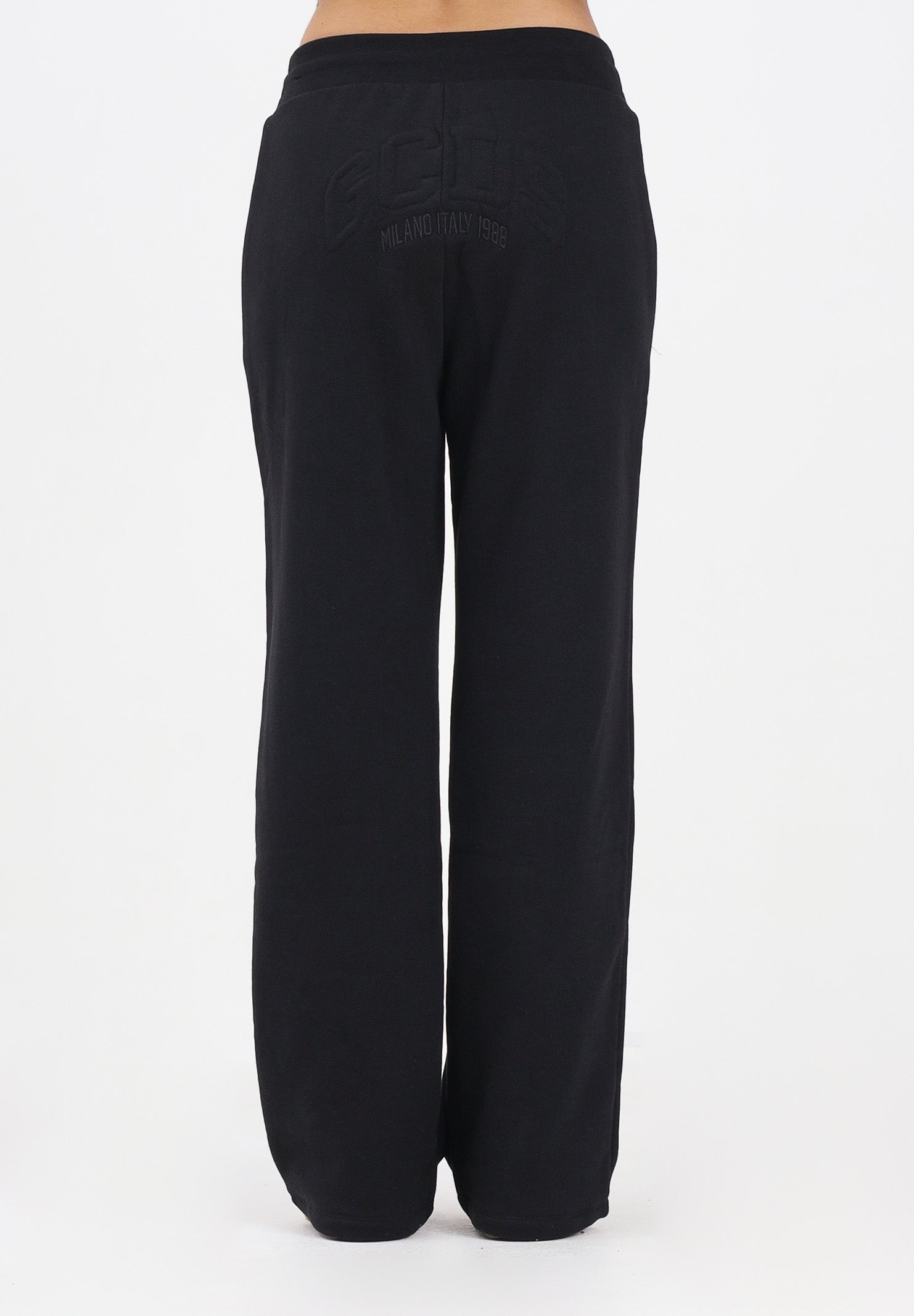 GCDS Pantalone sportivo nero per uomo e donna con stampa logo B2EW3001JD1 99 GCDS 