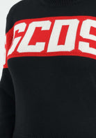 GCDS Maglioncino girocollo nero per donna, ragazzi e bambini con logo B2JU1526BA7 99 GCDS 