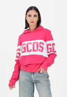 GCDS Felpa con cappuccio fucsia per donna, ragazze e bambine rifinita da stampa logo B2JU1926BA2 59 GCDS 