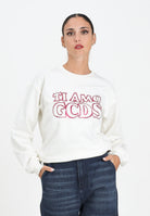 GCDS Felpa girocollo bianca per donna e ragazze con stampa in strass B2JW1532BA5 15 GCDS 