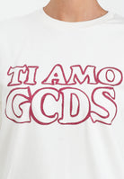 GCDS Felpa girocollo bianca per donna e ragazze con stampa in strass B2JW1532BA5 15 GCDS 