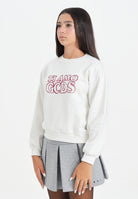 GCDS Felpa girocollo bianca per donna e ragazze con stampa in strass B2JW1532BA5 15 GCDS 
