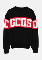 GCDS maglione nero per bambino e bambina caratterizzato da logo ricamato. B2KU1526BA7 99 GCDS 