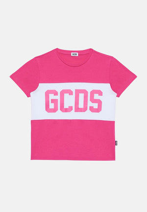 GCDS T-shirt a manica corta fucsia per bambino e bambina con stampa logo GCDS B2KU2329JF1 59 GCDS 