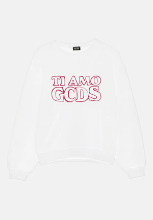 GCDS Felpa girocollo bianca da bambina con stampa TI AMO GCDS B2KW1532BA5 15 GCDS 