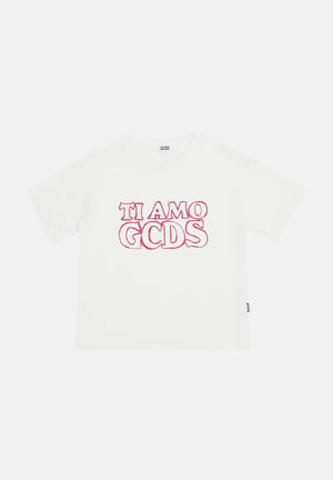 GCDS T-shirt a manica corta bianca da bambina con stampa logo B2KW2335BA3 15 GCDS 