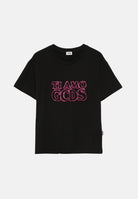 GCDS T-shirt a manica corta nera da bambina con stampa logo B2KW2335BA3 99 GCDS 