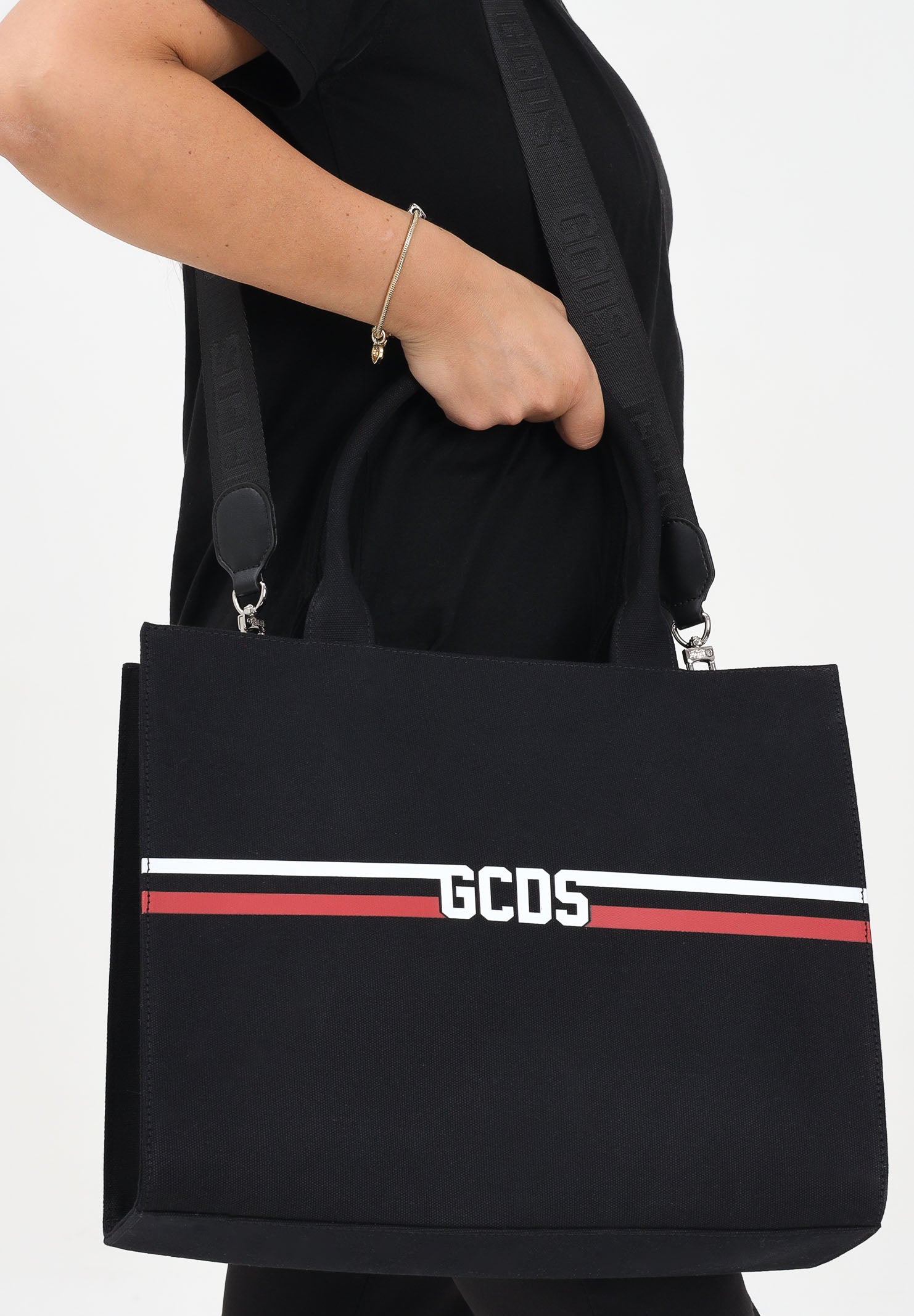 GCDS Shopper nera da donna con logo GCDSEM001 99 GCDS 