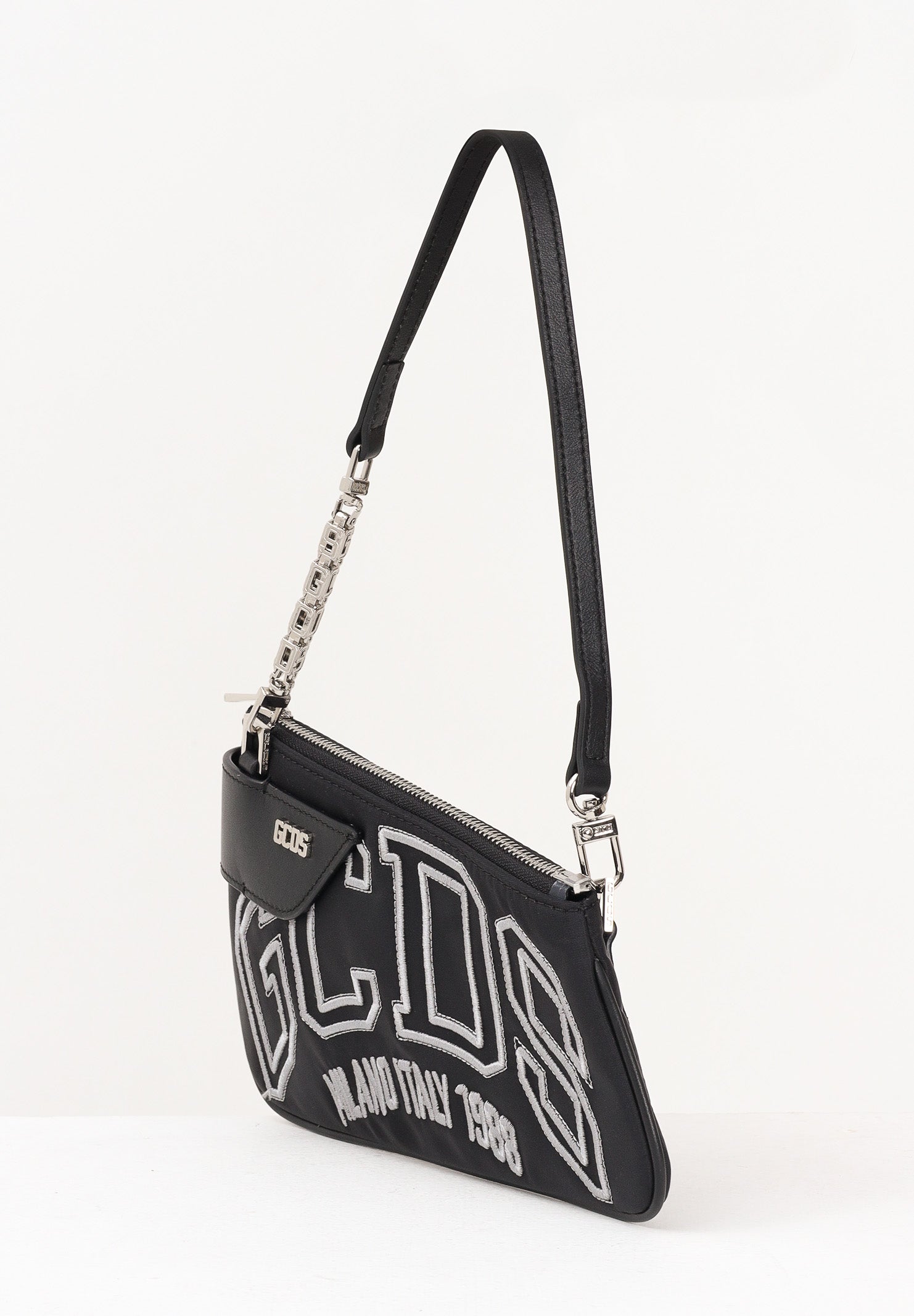 GCDS Borsa a spalla nera da donna con logo GCDSMCN001 99 GCDS 