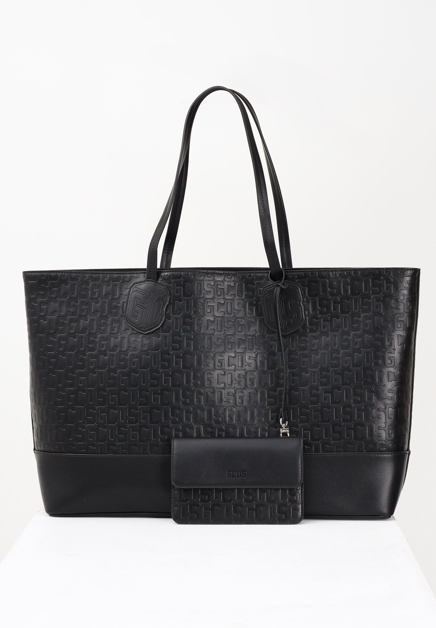 GCDS Shopper nera da donna con pattern logo GCDSMD001 99 GCDS 