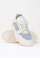 GCDS Sneakers panna per uomo e donna con inserti in denim chiaro GCD1011 460 GCDS 