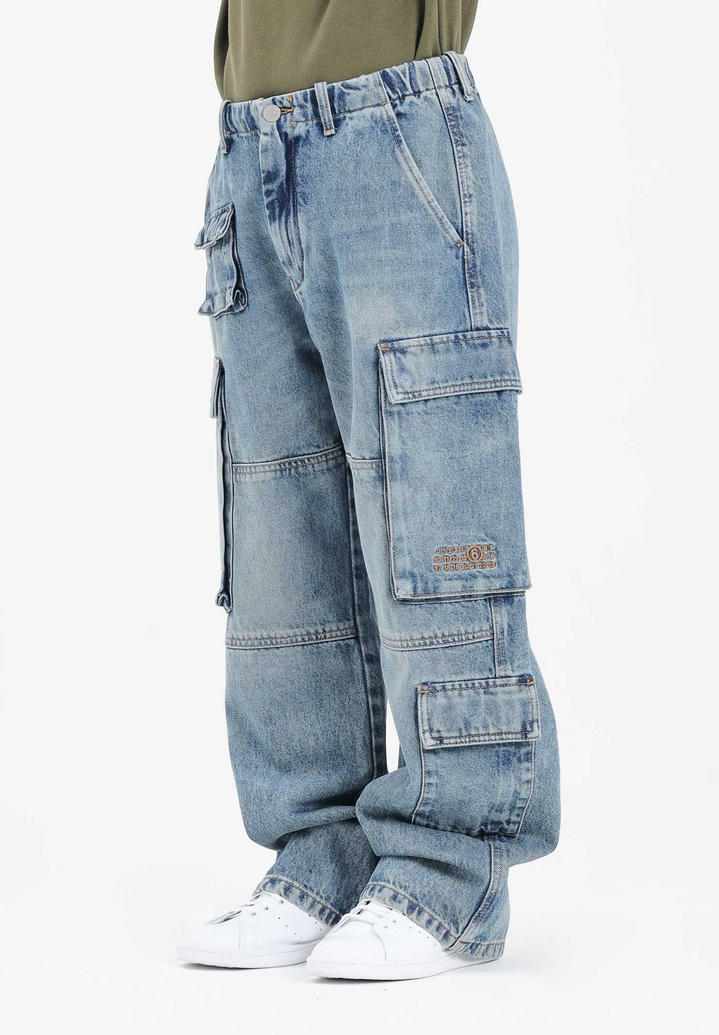 MAISON MARGIELA Jeans cargo in denim chiaro per donna, ragazzi e bambini con Numeric logo ricamato M60793MM05V M601 MAISON MARGIELA 