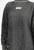 MAISON MARGIELA Abito corto nero per donna e bambina con sottili righe e patch logo M60847MM06K M6C39 MAISON MARGIELA 