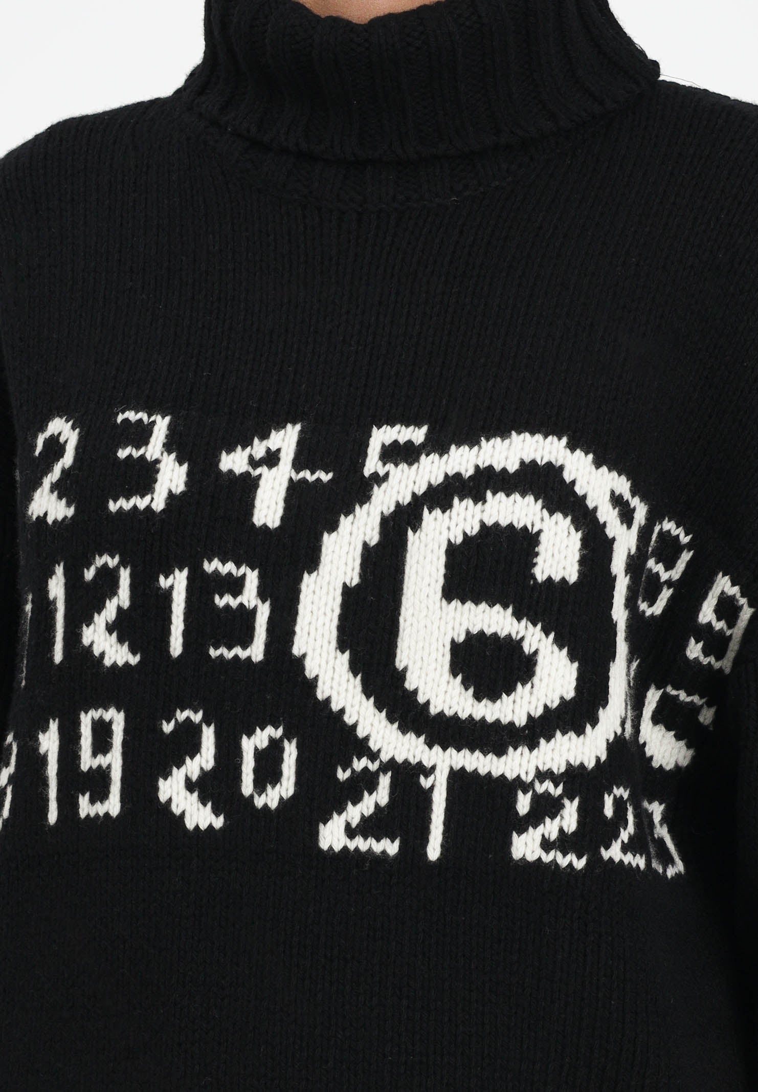 MAISON MARGIELA Abito corto nero per donna e ragazza con maxi logo M60848MM06M M6900 MAISON MARGIELA 