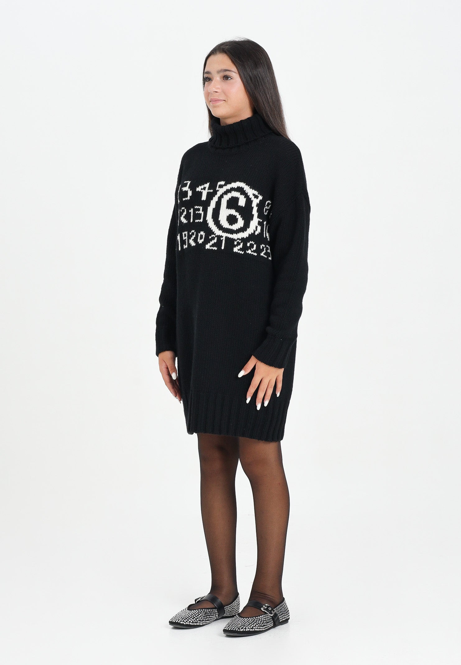 MAISON MARGIELA Abito corto nero per donna e ragazza con maxi logo M60848MM06M M6900 MAISON MARGIELA 
