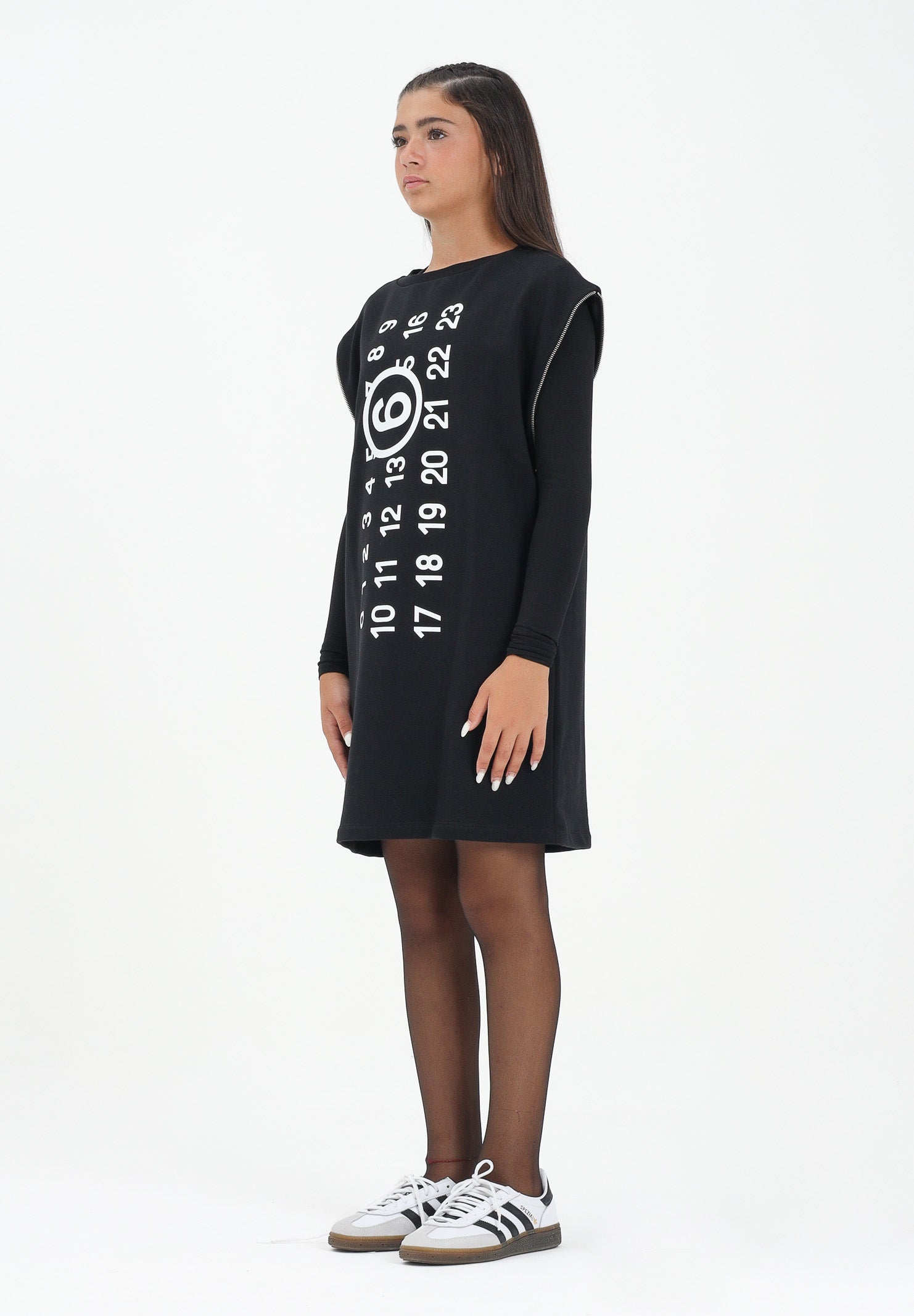 MAISON MARGIELA Abito corto nero per donna e ragazze con maxi logo M60850MM02X M6900 MAISON MARGIELA 