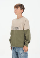 MAISON MARGIELA Felpa girocollo beige e verde per donna, ragazzi e bambini caratterizzata da una costruzione re-cut M60870MM04H M6C38 MAISON MARGIELA 