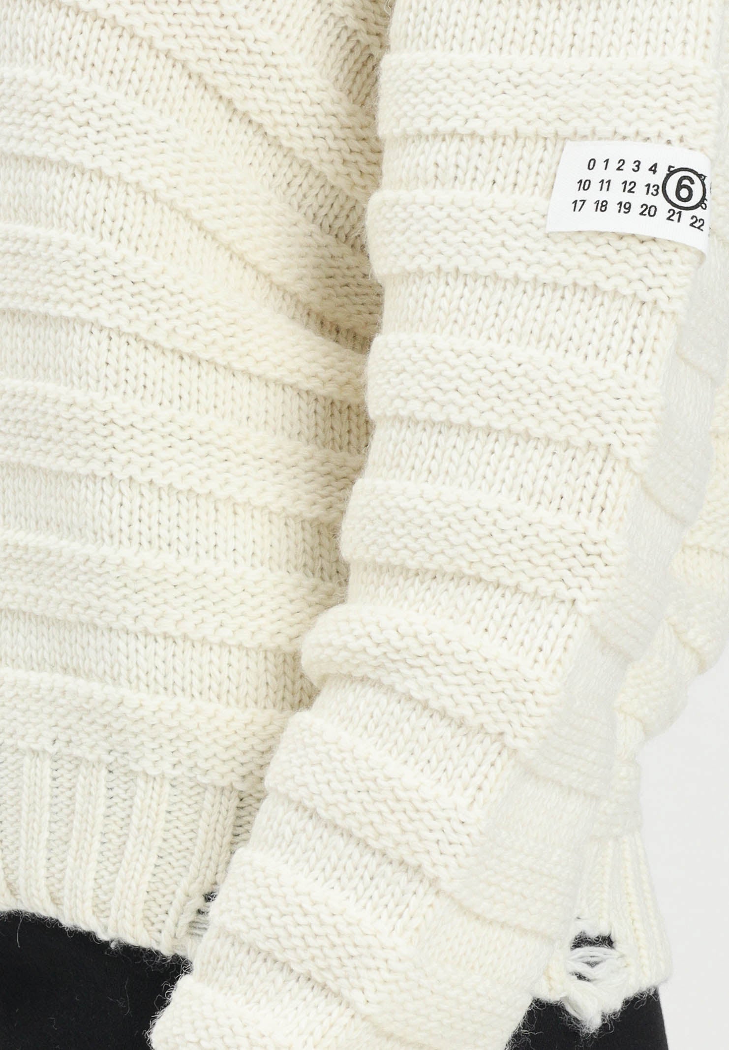 MAISON MARGIELA Maglioncino girocollo panna per donna, ragazzi e bambini in misto lana a coste con rotture<BR/> M60880MM06P M6101 MAISON MARGIELA 