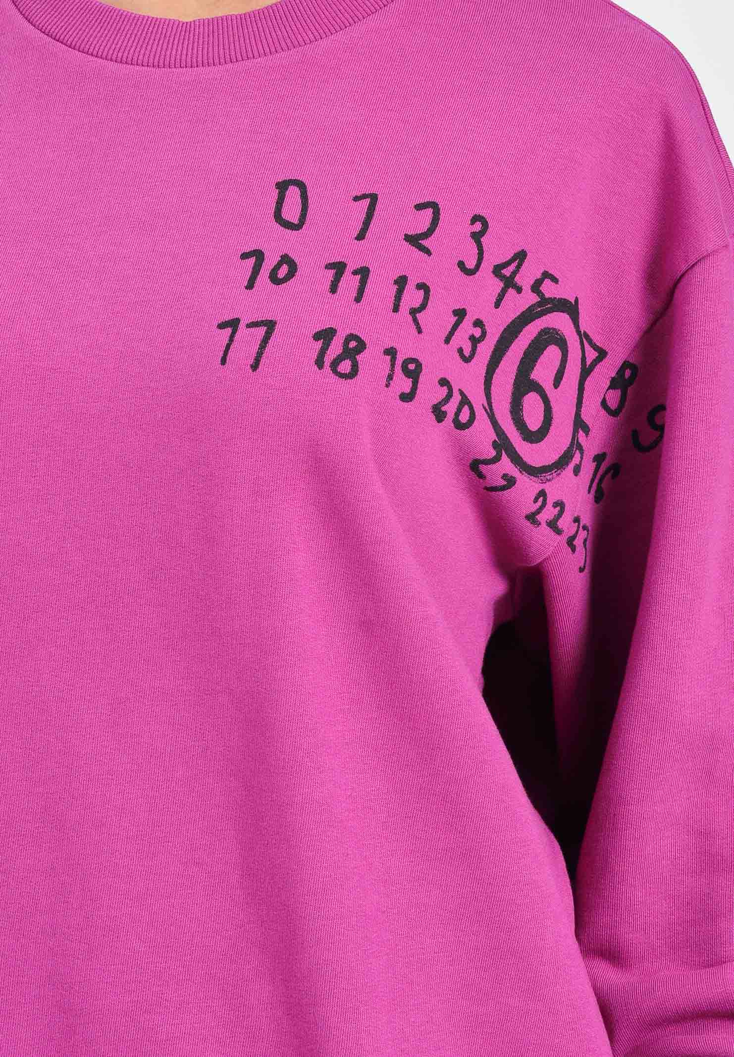 MAISON MARGIELA Felpa girocollo prugna per donna, ragazzi e bambini con il logo Hand Written effetto spennellato M60896MM02X M6602 MAISON MARGIELA 