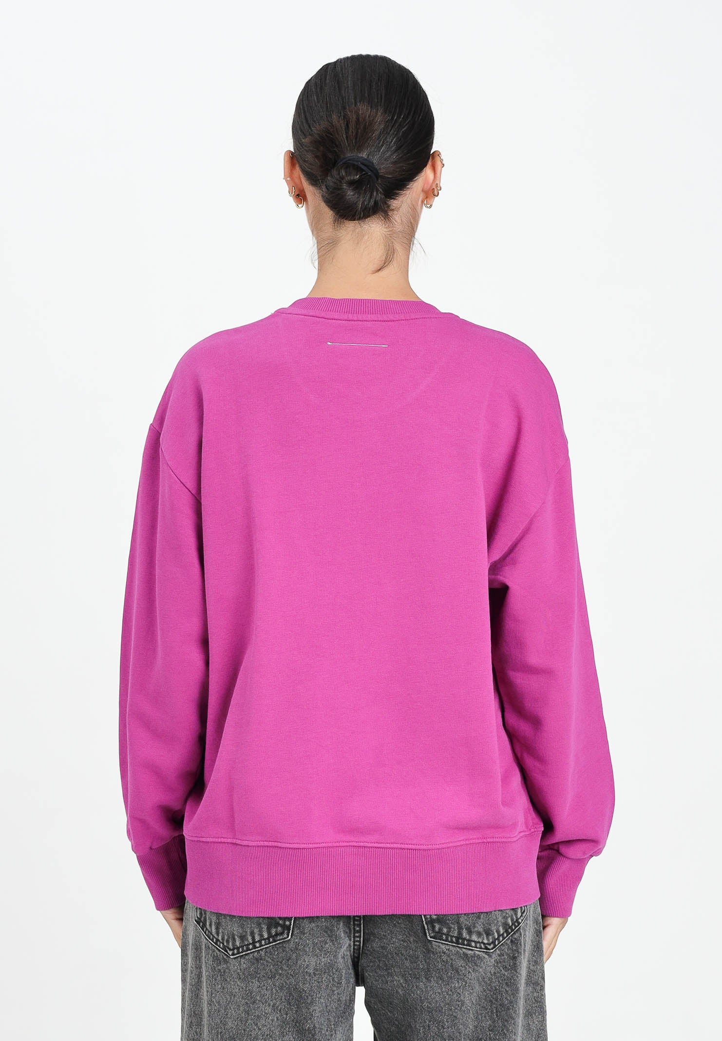 MAISON MARGIELA Felpa girocollo prugna per donna, ragazzi e bambini con il logo Hand Written effetto spennellato M60896MM02X M6602 MAISON MARGIELA 