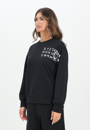 MAISON MARGIELA Felpa girocollo nera per donna, ragazzi e bambini con il logo Hand Written M60896MM02X M6900 MAISON MARGIELA 