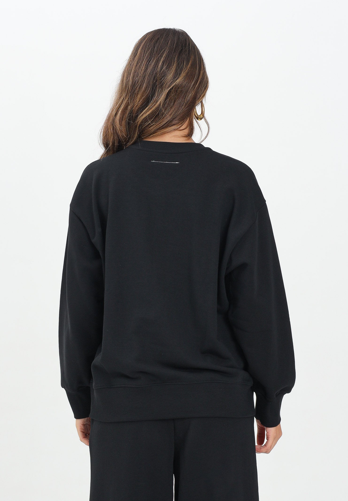 MAISON MARGIELA Felpa girocollo nera per donna, ragazzi e bambini con il logo Hand Written M60896MM02X M6900 MAISON MARGIELA 