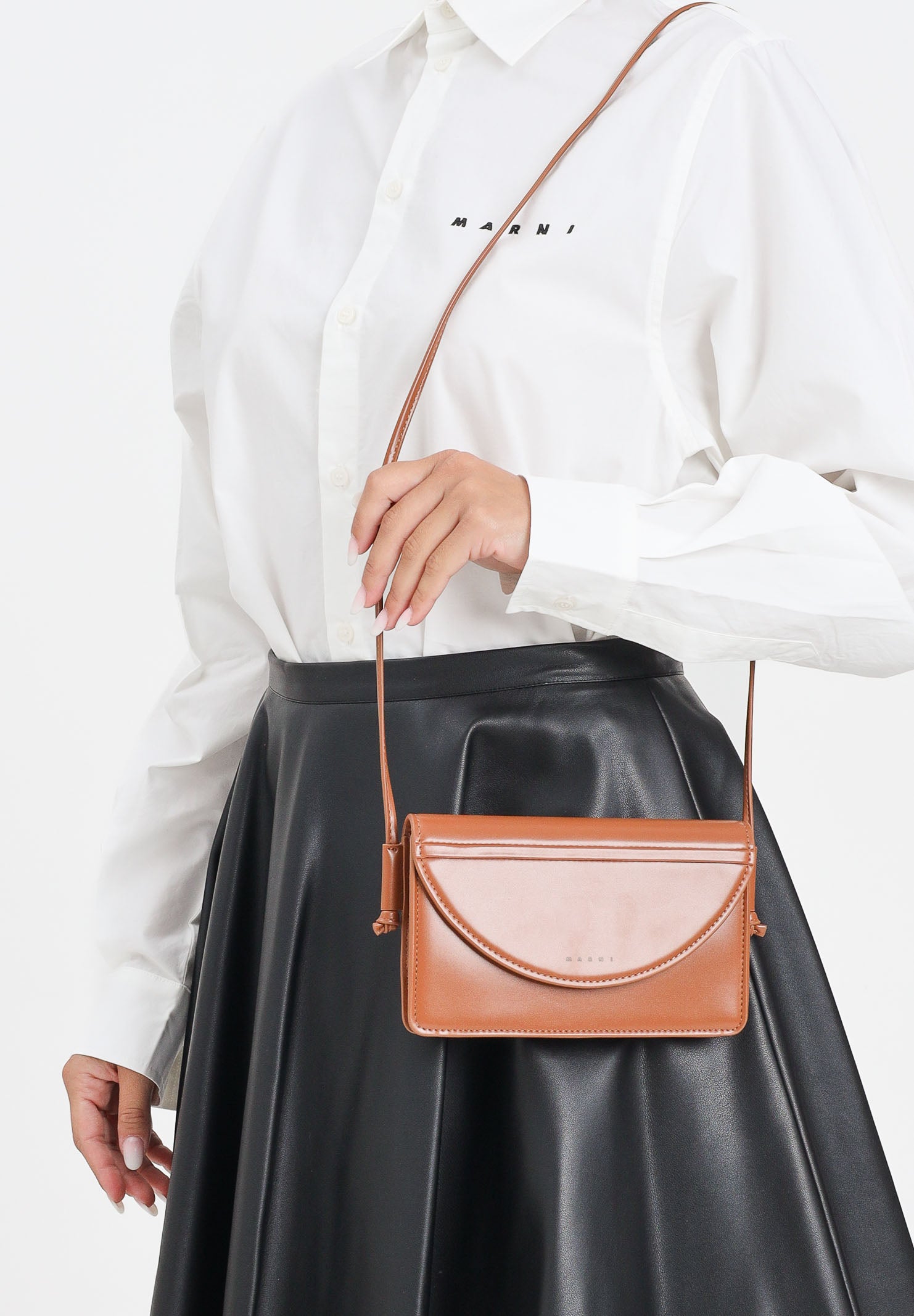 MARNI Borsa a tracolla marrone da donna con logo M01256M00TK 0M715 MARNI 