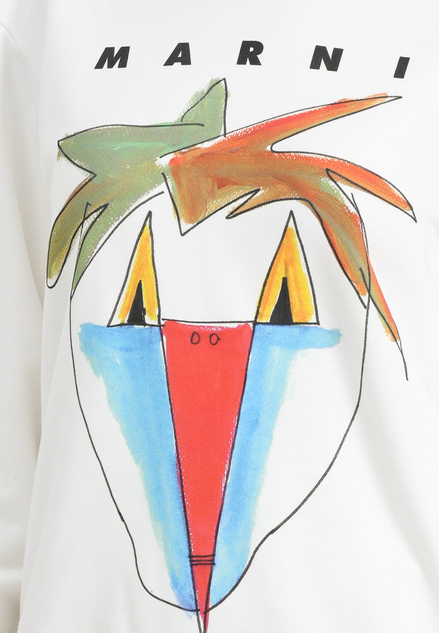MARNI Felpa girocollo bianca per donna, ragazzi e bambini con grafica Jungle M01573M00V0 0M114 MARNI 