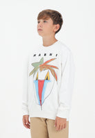 MARNI Felpa girocollo bianca per donna, ragazzi e bambini con grafica Jungle M01573M00V0 0M114 MARNI 