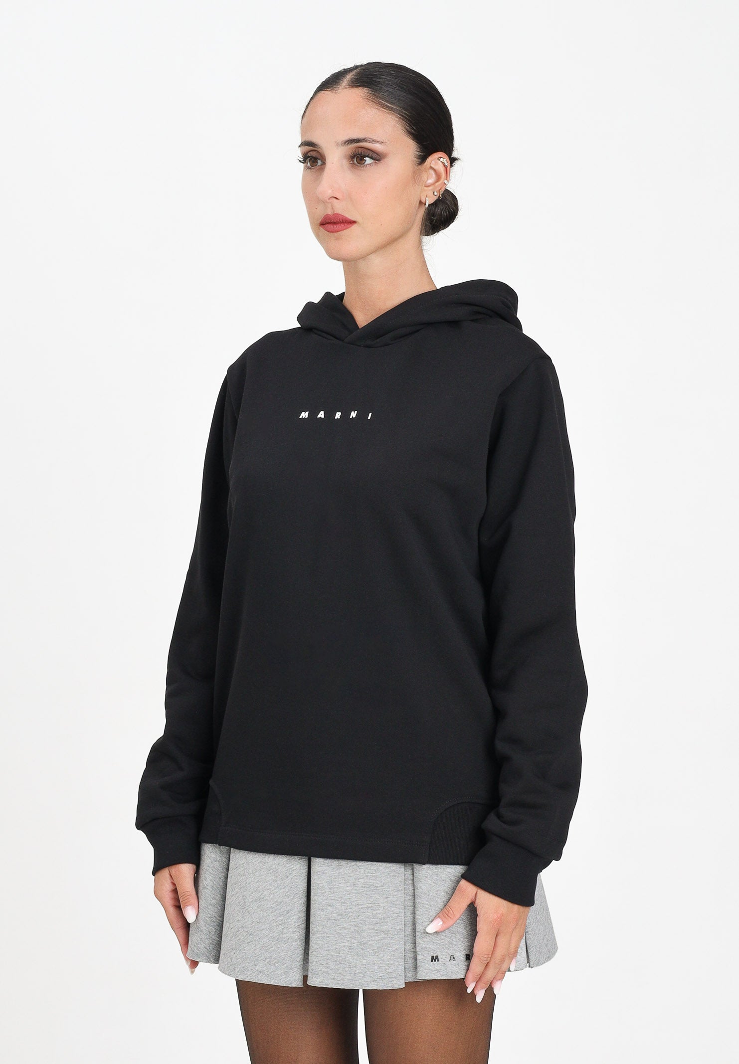 MARNI Felpa con cappuccio nera per donna, ragazzi e bambini con logo M01576M00V0 0M900 MARNI 